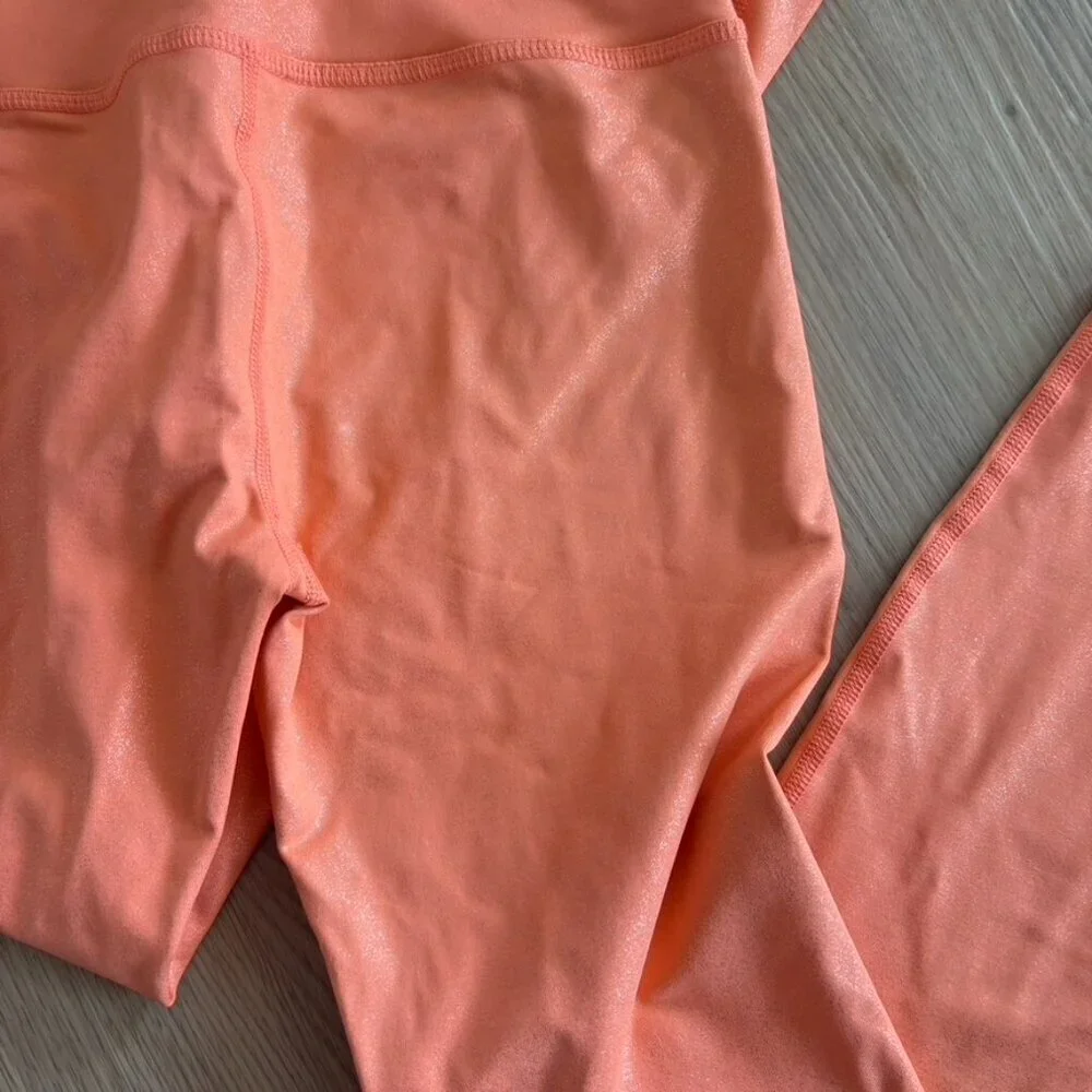 ** Beyond Yoga Orange Sparkle Leggings Midi High Waisted size small workout